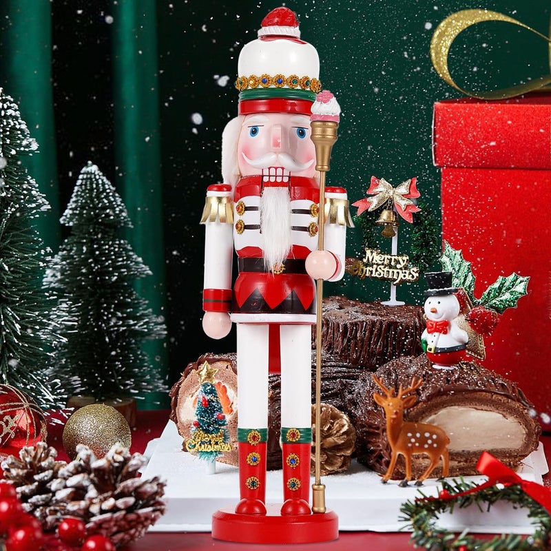 Tpudn Store Christmas Decorations Nutcracker Ornament,15 inch Wooden Traditional Nutcracker,Festive Collectible Christmas Nutcracker Party Tabletop Thanksgiving Decor(Strawberry) - Image 4